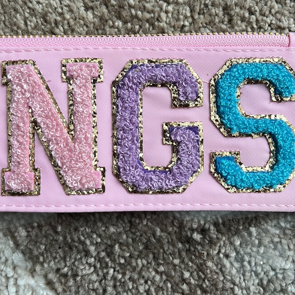 Clear THINGS pouch, pink with pastel letters, NEW! - Picture 3 of 4